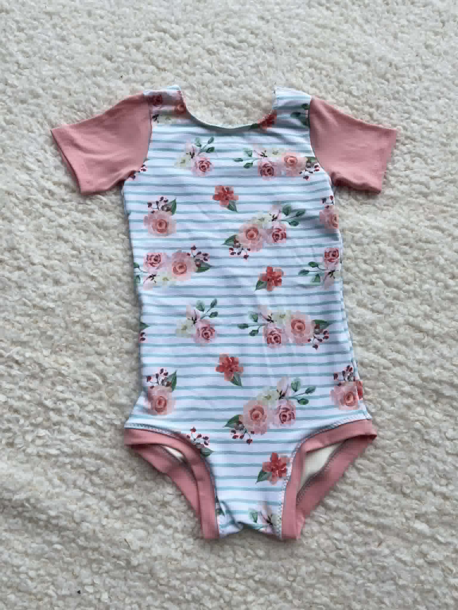 Floral and pink child size 8 leotard