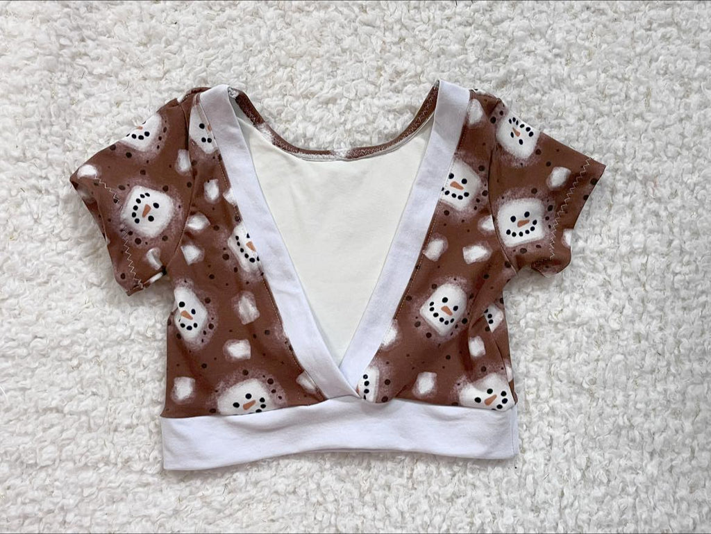 Snowman Hot Chocolate Crop Top child 10/12