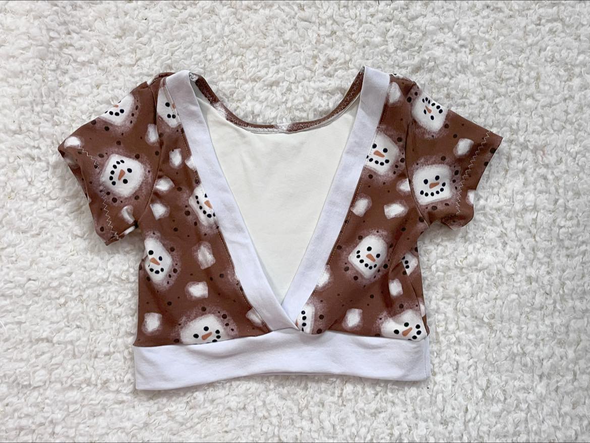 Snowman Hot Chocolate Crop Top child 10/12