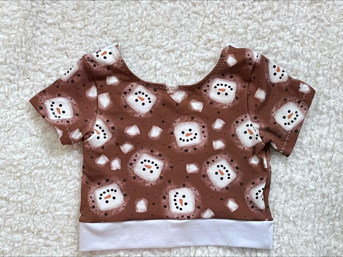 Snowman Hot Chocolate Crop Top child 10/12
