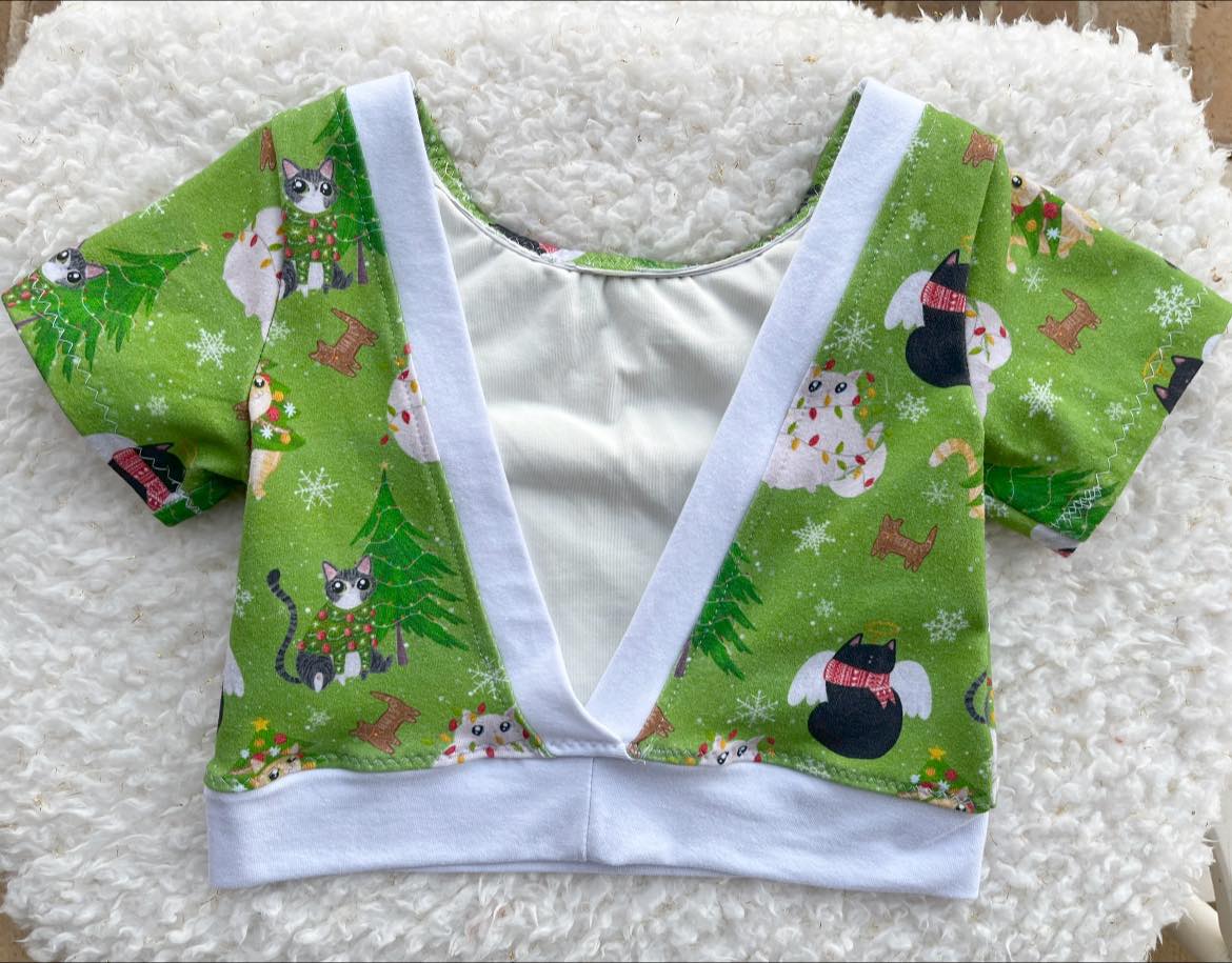 Christmas Cats crop top child 10/12