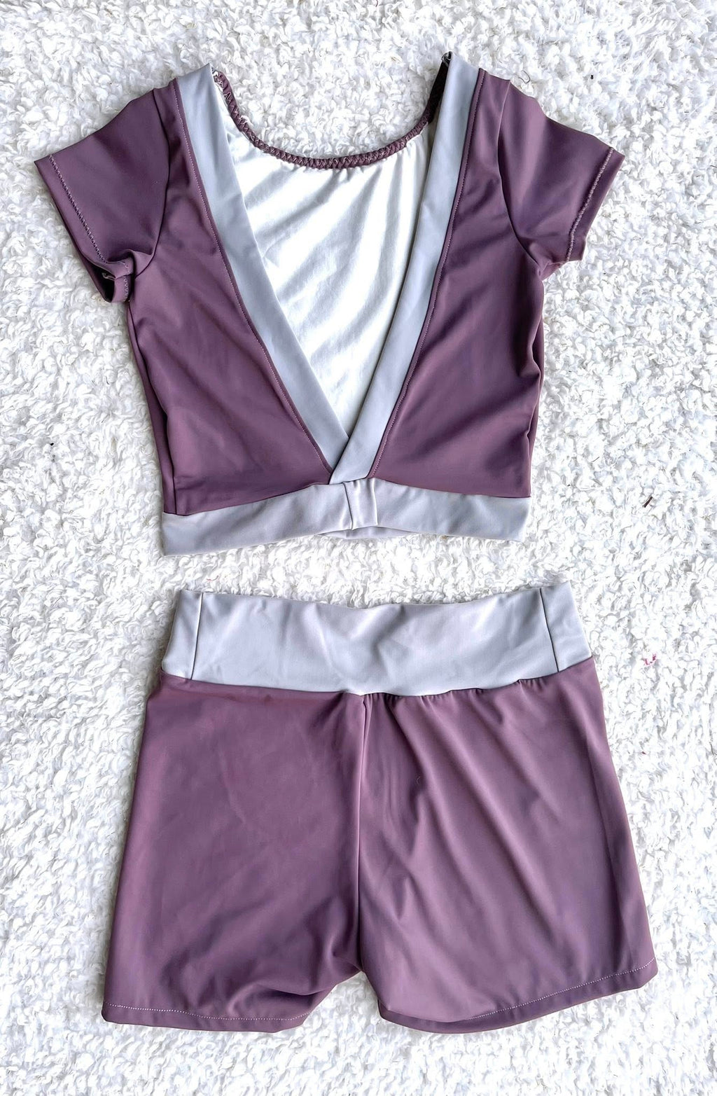Purple Crop Top & Shorts Dance Set Child size 14
