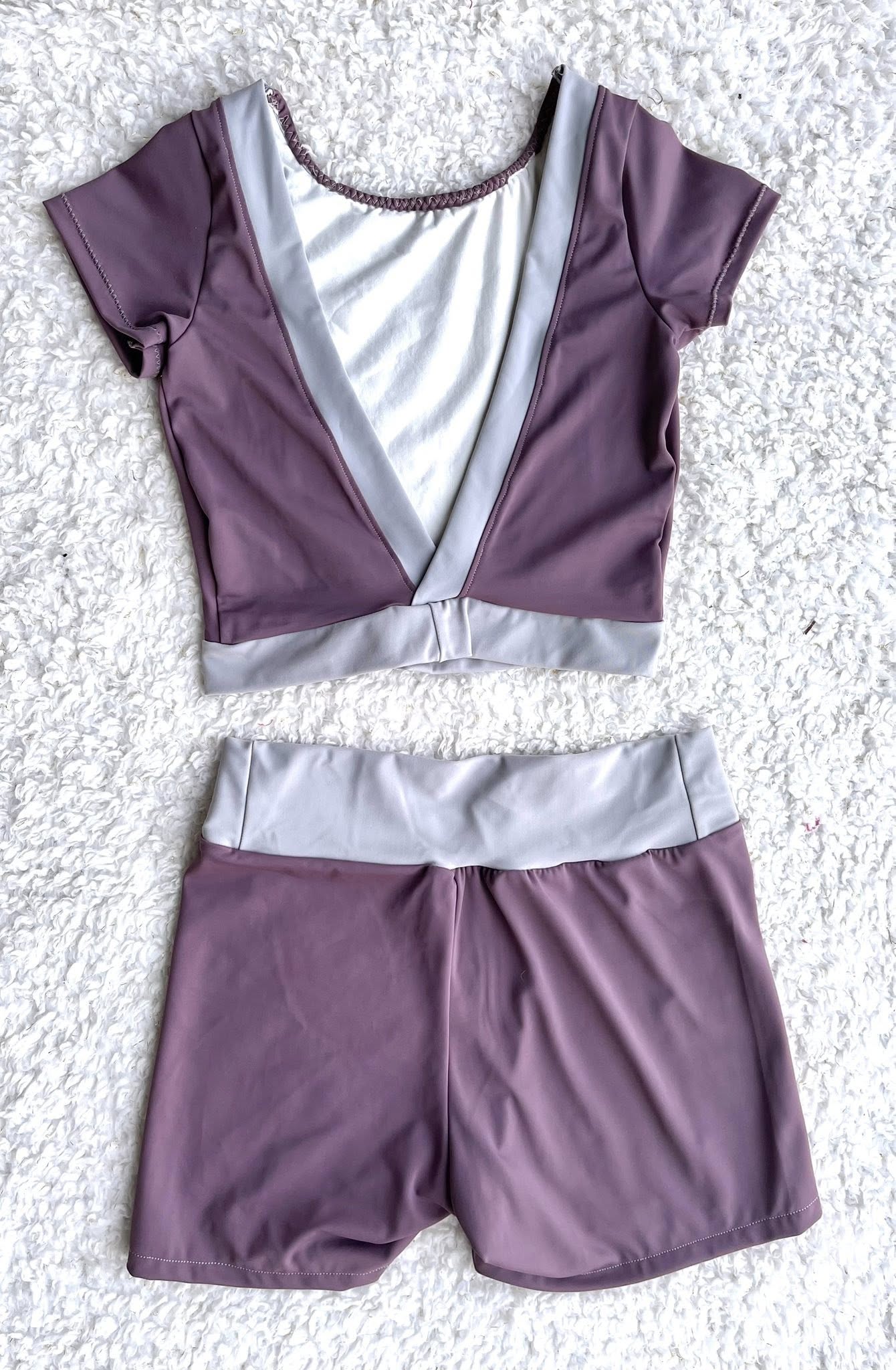 Purple Crop Top & Shorts Dance Set Child size 14