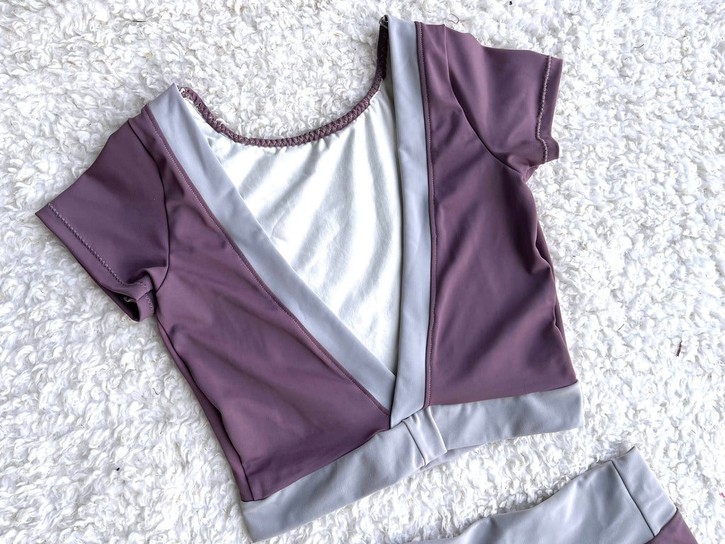 Purple Crop Top & Shorts Dance Set Child size 14