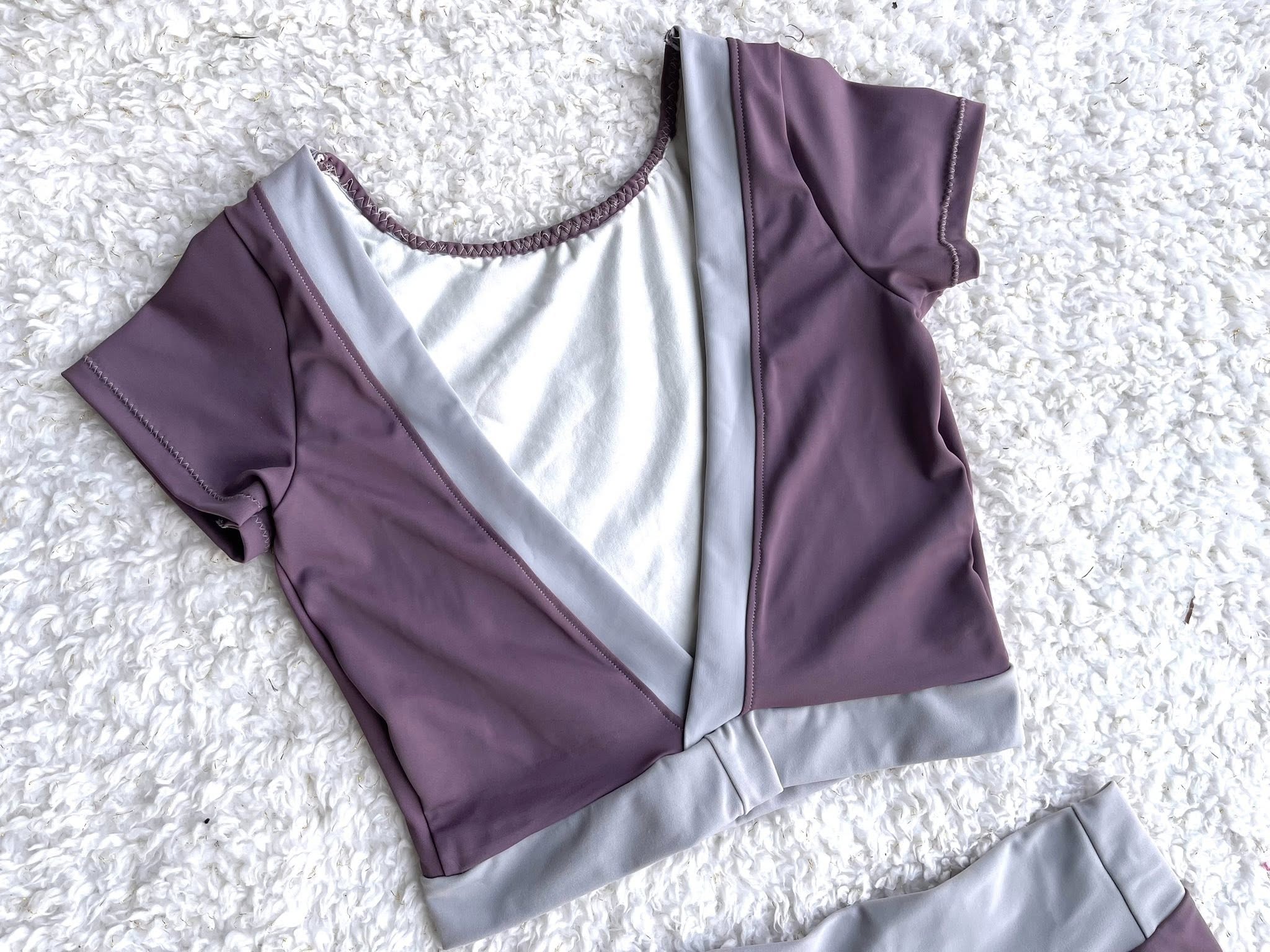Purple Crop Top & Shorts Dance Set Child size 14