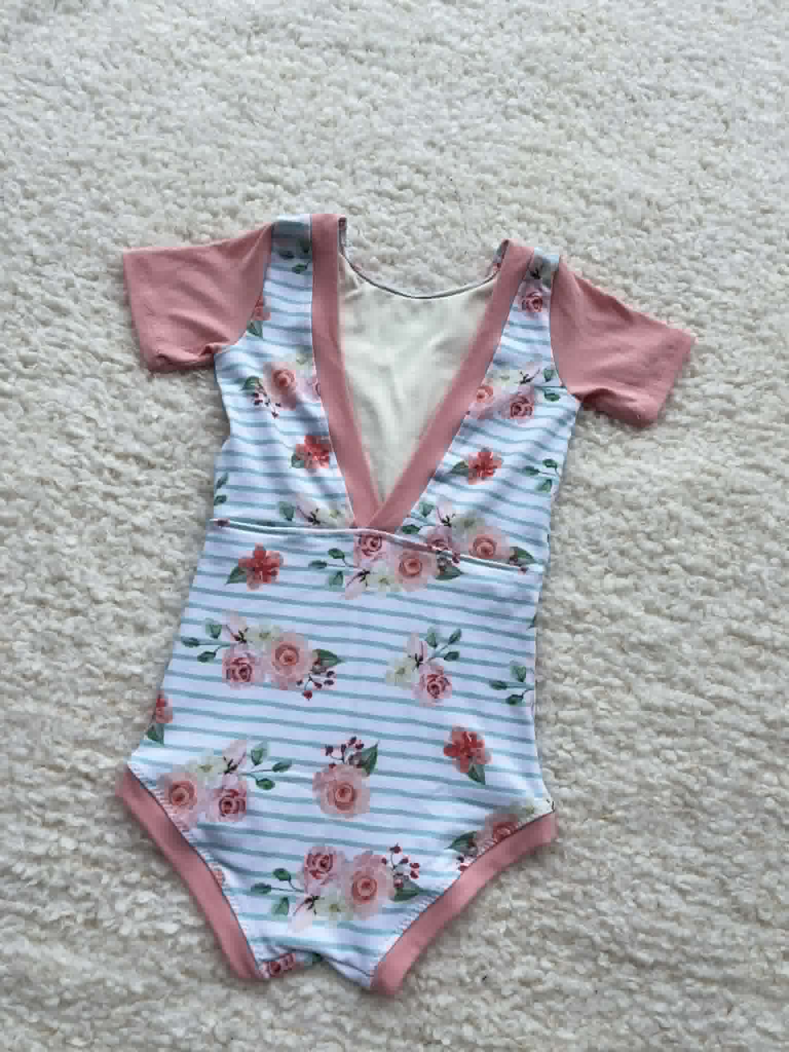 Floral and pink child size 8 leotard