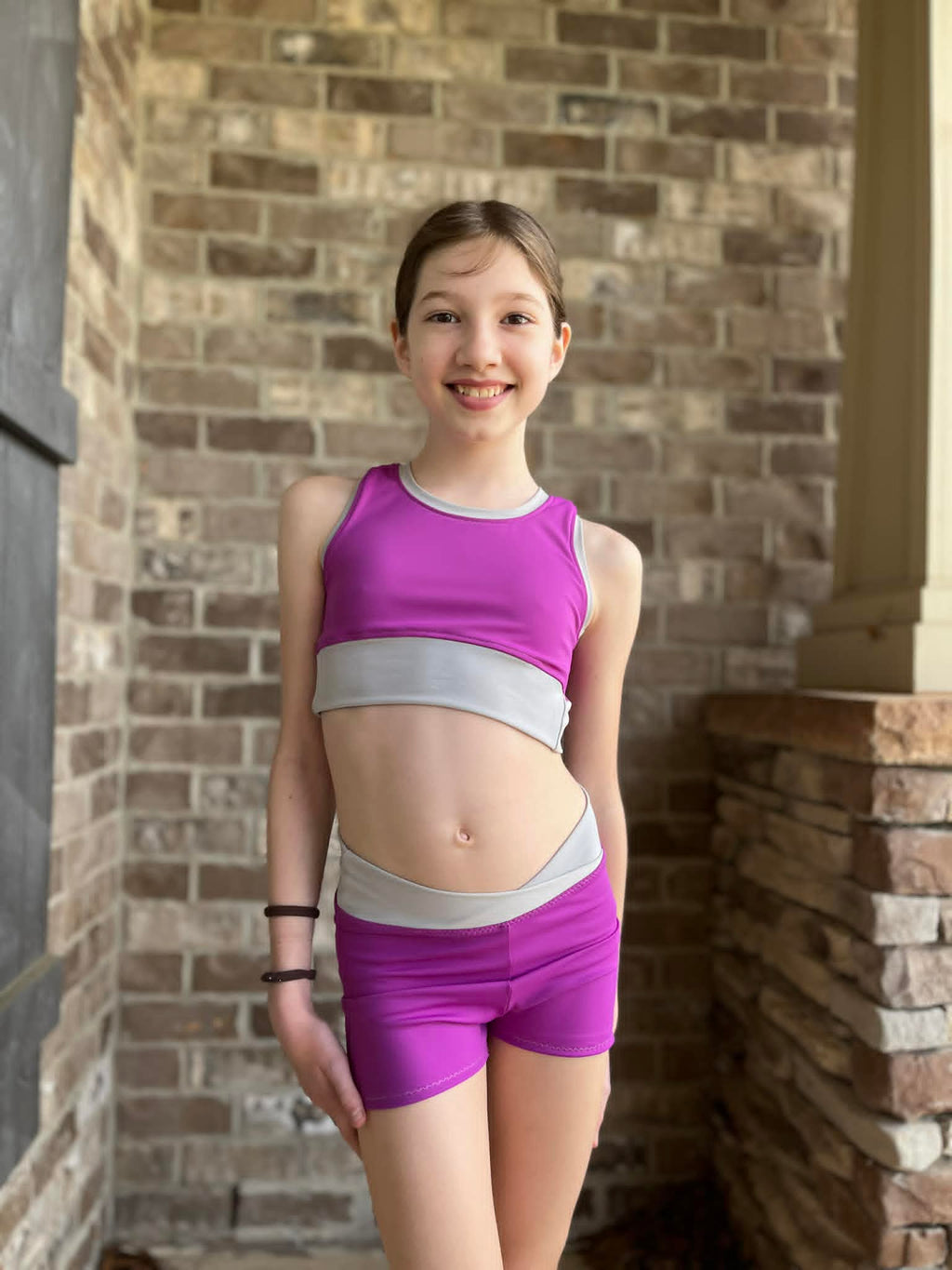 Dahlia crop top and crossover shorts child size 10