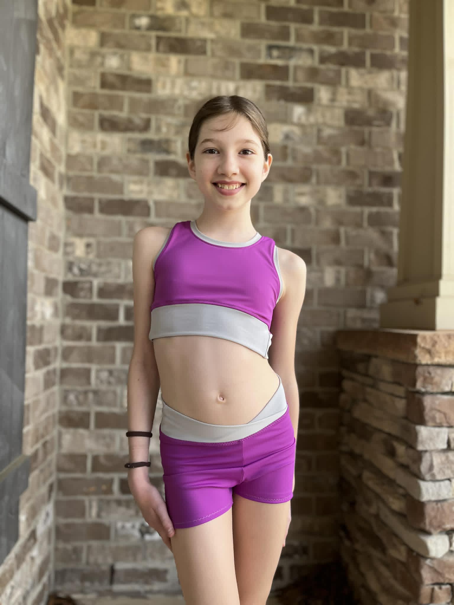 Dahlia crop top and crossover shorts child size 10