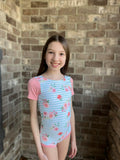 Floral and pink child size 8 leotard