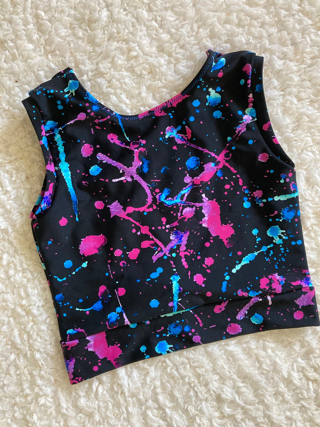 Neon splatter crop top child size 8/10