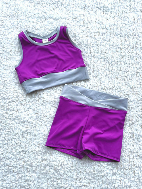 Dahlia crop top and crossover shorts child size 10